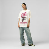 Atlanta Falcons Women's Logo Rise Boyfriend T-Shirt - Cream outlet