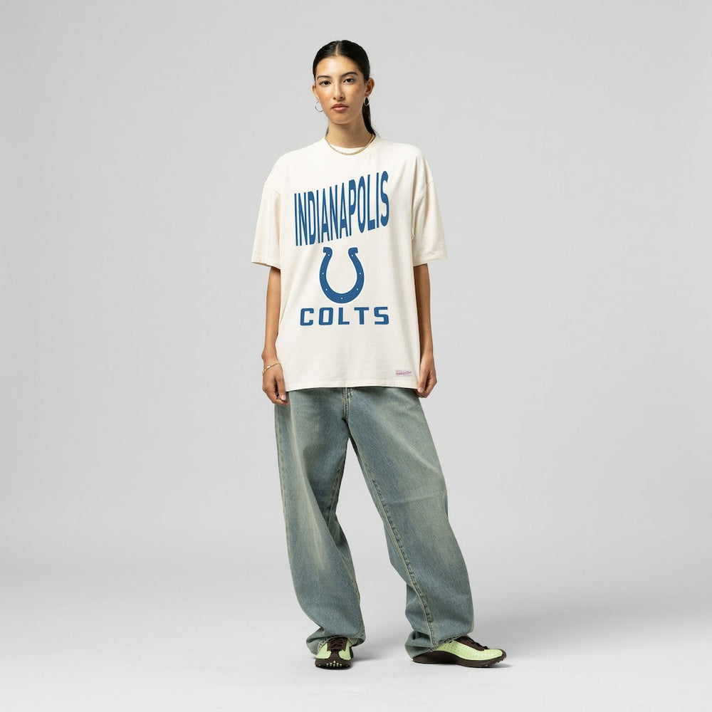 Indianapolis Colts Women's Logo Rise Boyfriend T-Shirt - Cream for sale