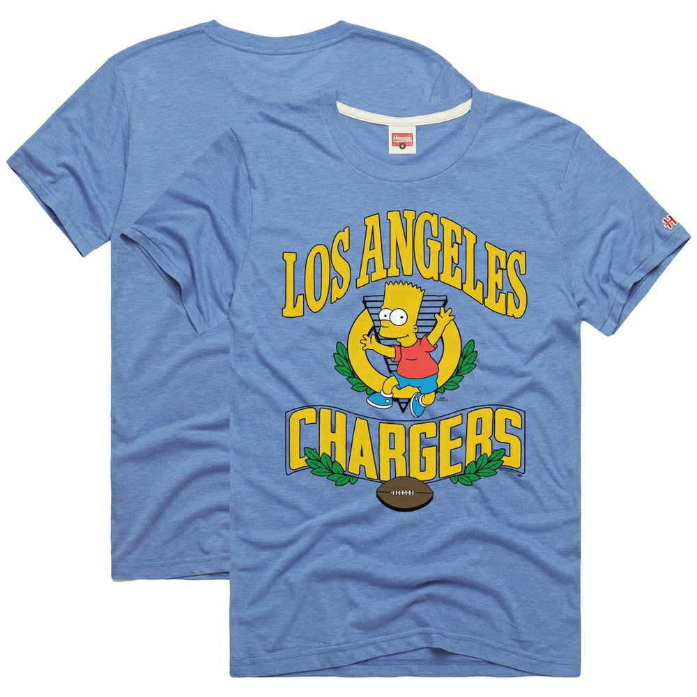 Los Angeles Chargers Homage x The Simpsons Unisex Tri-Blend T-Shirt - Powder Blue sale