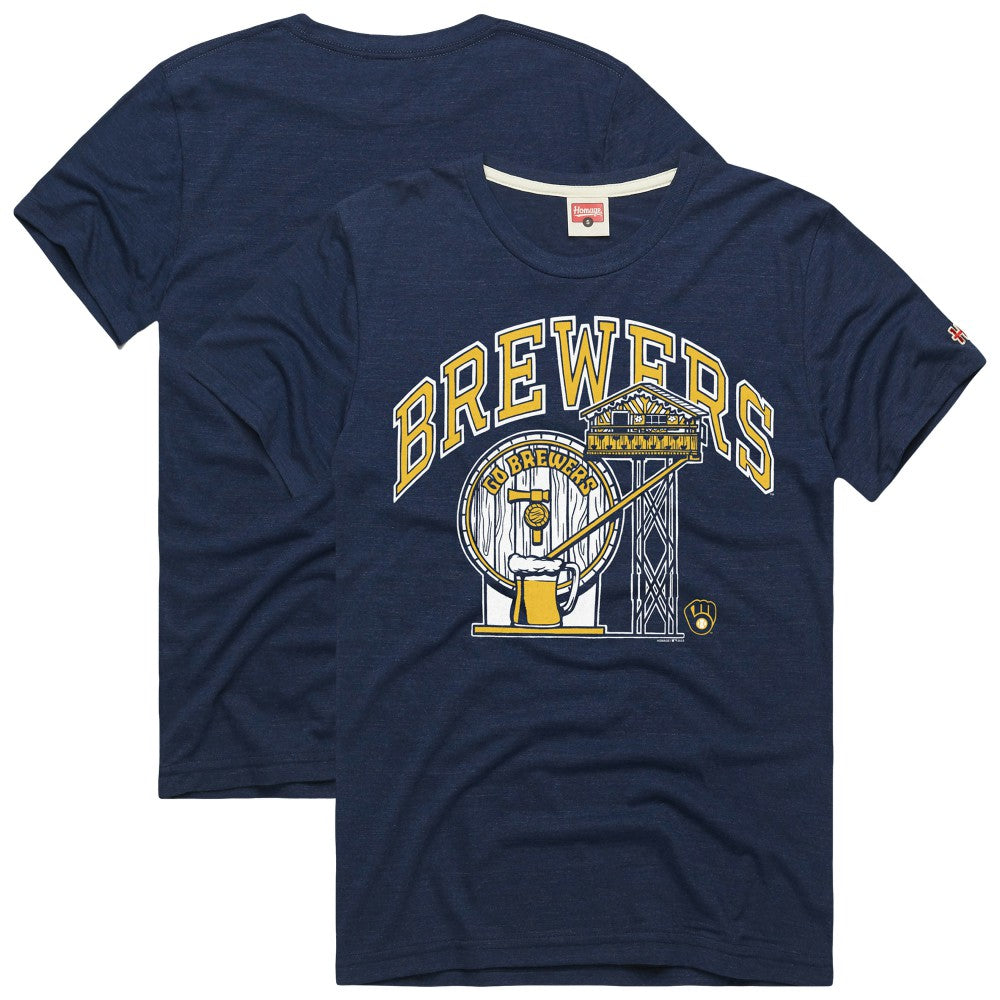 Milwaukee Brewers Homage Hyper Local Refresh Tri-Blend T-Shirt Navy