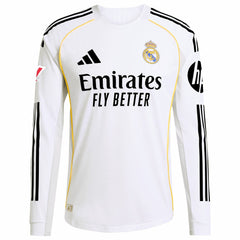 Kylian Mbappé Real Madrid 2025/26 Home Long Sleeve Player Jersey - White sale