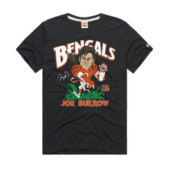 Joe Burrow Cincinnati Bengals Homage Unisex Caricature Player Graphic Tri-Blend T-Shirt - Charcoal on sale