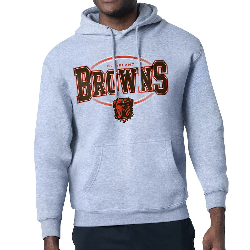 Cleveland Browns Starter Team Track Graphic Pullover Hoodie - Heather Gray discount