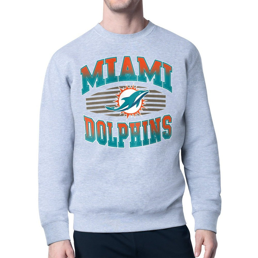Miami Dolphins Starter Team Grit Graphic Fleece Pullover Sweatshirt - Heather Gray on sale