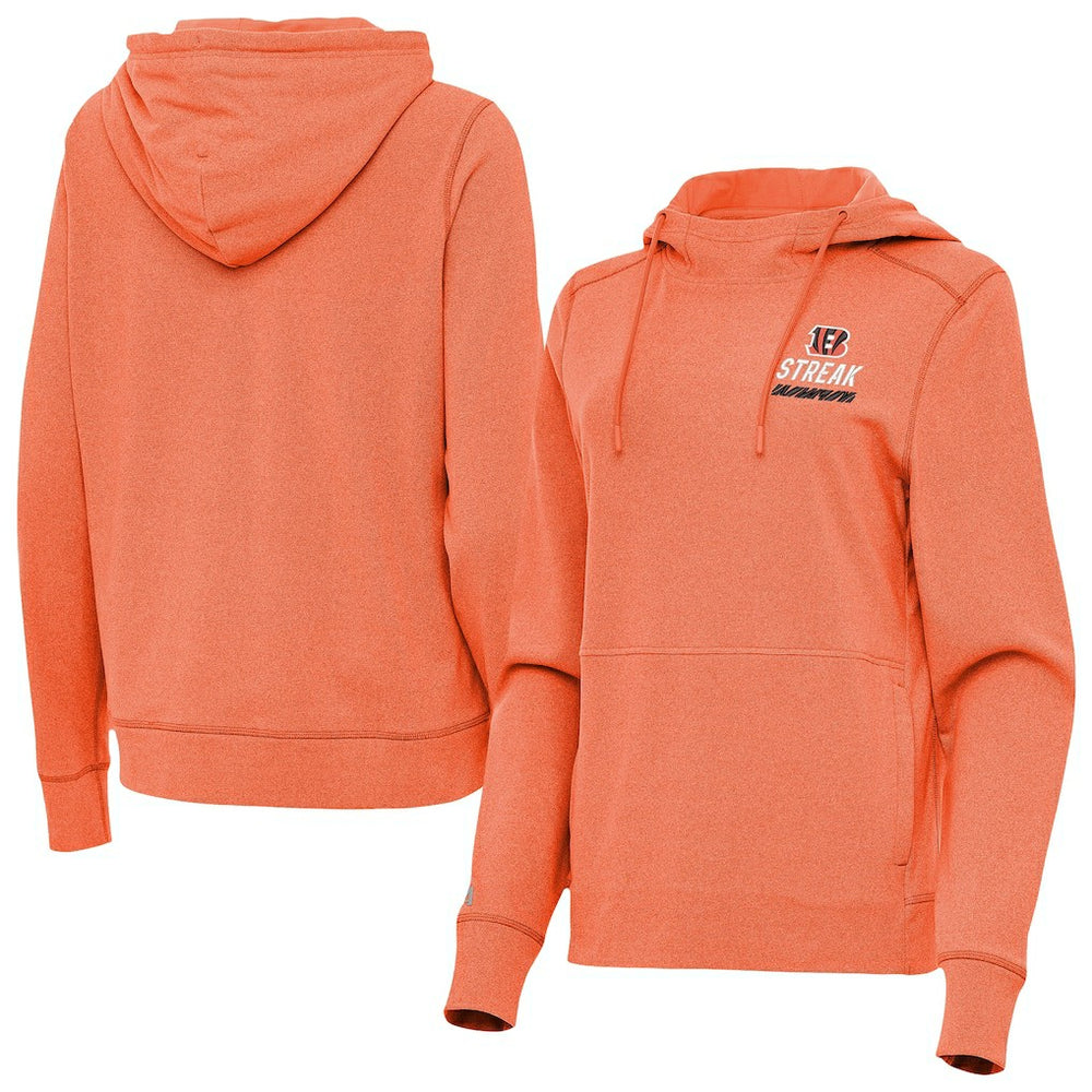 Cincinnati Bengals Antigua Women's Streak Justice Pullover Hoodie - Heather Orange for sale