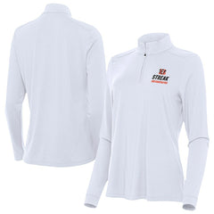 Cincinnati Bengals Antigua Women's Streak Intent Quarter-Zip Pullover - White on sale