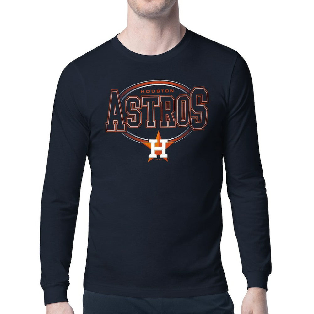 Houston Astros Starter Team Track Graphic Long Sleeve T-Shirt Navy