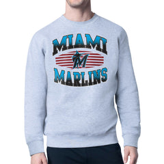 Miami Marlins Starter Team Grit Graphic Fleece Pullover Sweatshirt Heather Gray