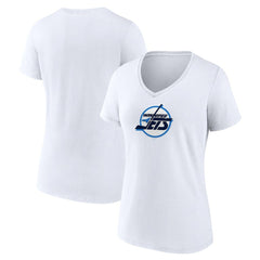 Winnipeg Jets Women's Primary Logo V-Neck T-Shirt - White T-shirts