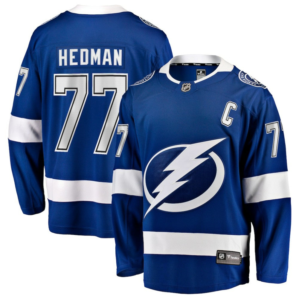 Victor Hedman Tampa Bay Lightning Fanatics Home Captain Patch Breakaway Jersey - Blue Jerseys