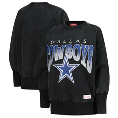 Dallas Cowboys Women's Delineate Mineral Wash Crewneck Sweatshirt - Black discount
