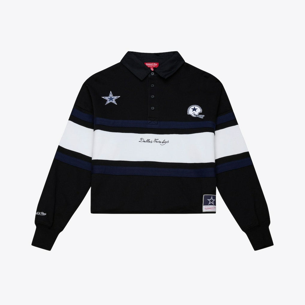 Dallas Cowboys Women's Cropped Long Sleeve Rugby Polo - Black online