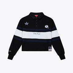 Dallas Cowboys Women's Cropped Long Sleeve Rugby Polo - Black online