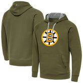 Boston Bruins Antigua Victory Pullover Hoodie - Olive Hoodies