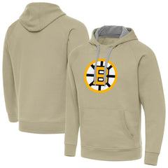 Boston Bruins Antigua Victory Pullover Hoodie - Khaki Hoodies
