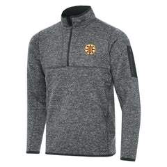 Boston Bruins Antigua Fortune Quarter-Zip Pullover Jacket - Heather Black Pullover