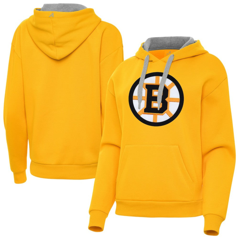 Boston Bruins Antigua Women's Victory Pullover Hoodie - Gold Hoodies