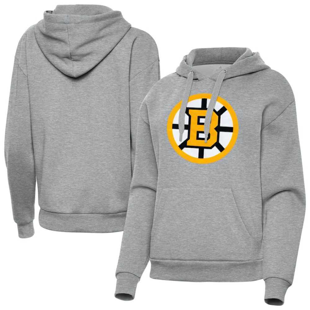 Boston Bruins Antigua Women's Victory Pullover Hoodie - Heather Gray Hoodies