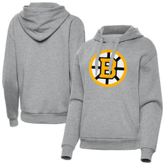 Boston Bruins Antigua Women's Victory Pullover Hoodie - Heather Gray Hoodies