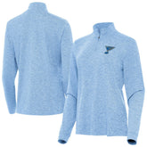St. Louis Blues Antigua Mentor Long Sleeve Quarter-Zip Mock Polo - Heather Blue