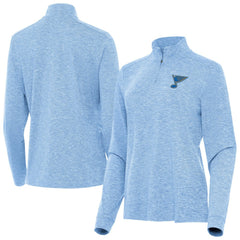 St. Louis Blues Antigua Mentor Long Sleeve Quarter-Zip Mock Polo - Heather Blue