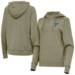 St. Louis Blues Antigua Women's Justice Pullover Hoodie - Olive Hoodies