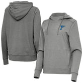 St. Louis Blues Antigua Women's Justice Pullover Hoodie - Heather Black Hoodies