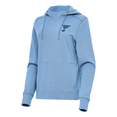 St. Louis Blues Antigua Women's Justice Pullover Hoodie - Heather Blue Hoodies