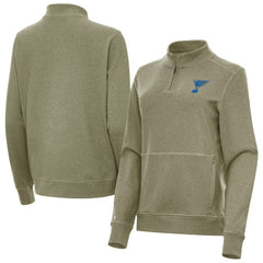 St. Louis Blues Antigua Women's Crush Quarter-Zip Pullover - Olive Pullover