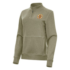 Boston Bruins Antigua Women's Crush Quarter-Zip Pullover - Olive Pullover