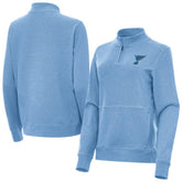 St. Louis Blues Antigua Women's Crush Quarter-Zip Pullover - Heather Blue Pullover