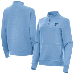 St. Louis Blues Antigua Women's Crush Quarter-Zip Pullover - Heather Blue Pullover