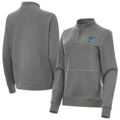 St. Louis Blues Antigua Women's Crush Quarter-Zip Pullover - Heather Black Pullover