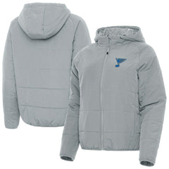 St. Louis Blues Antigua Women's Raglan Universe Full-Zip Hooded Jacket - Gray Jackets