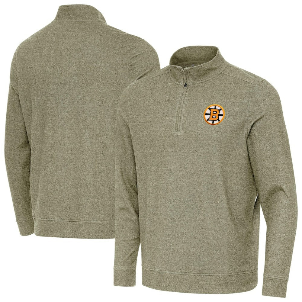Boston Bruins Antigua Subtle Quarter-Zip Sweatshirt - Olive Sweatshirts