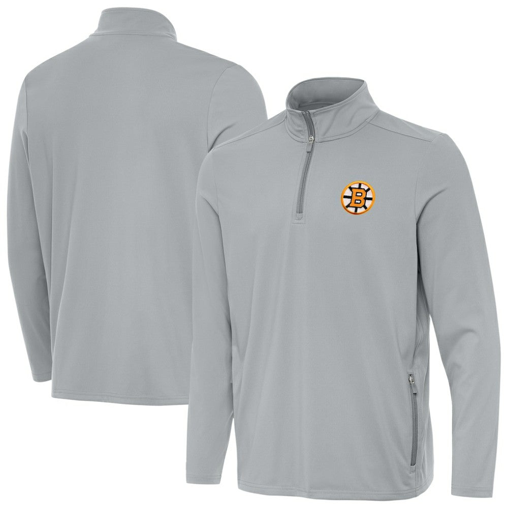 Boston Bruins Antigua Perilous Quarter-Zip Sweatshirt - Gray Sweatshirts