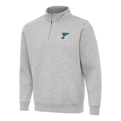 St. Louis Blues Antigua Victory Quarter-Zip Pullover Top - Heather Gray Pullover