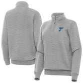 St. Louis Blues Antigua Women's Victory Quarter-Zip Pullover Top - Heather Gray Pullover
