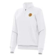 Boston Bruins Antigua Women's Victory Quarter-Zip Pullover Top - White Pullover