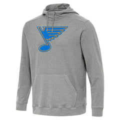 St. Louis Blues Antigua Cloud Pullover Hoodie - Heather Black Hoodies