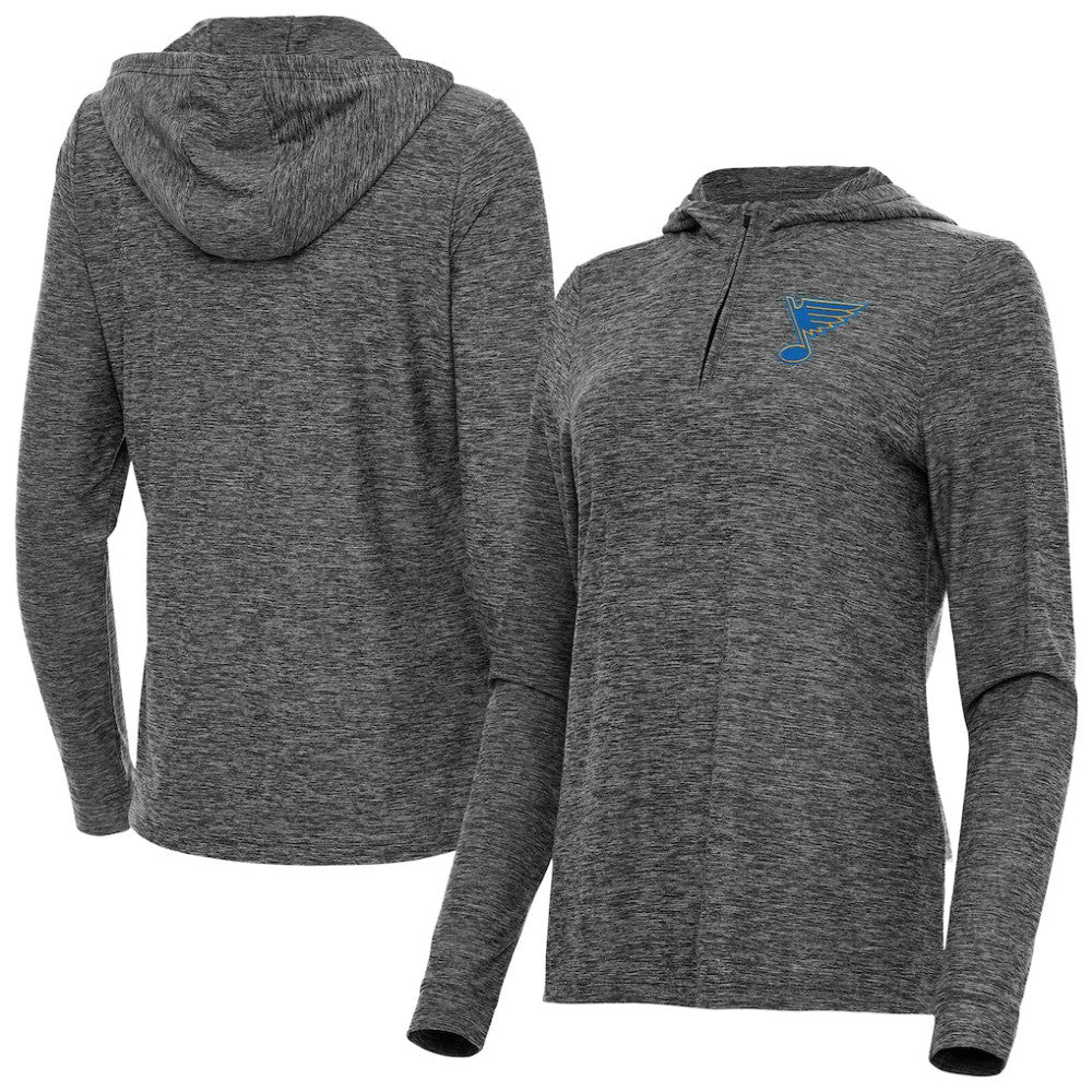 St. Louis Blues Antigua Women's Daybreak Quarter-Zip Hoodie - Heather Black Hoodies
