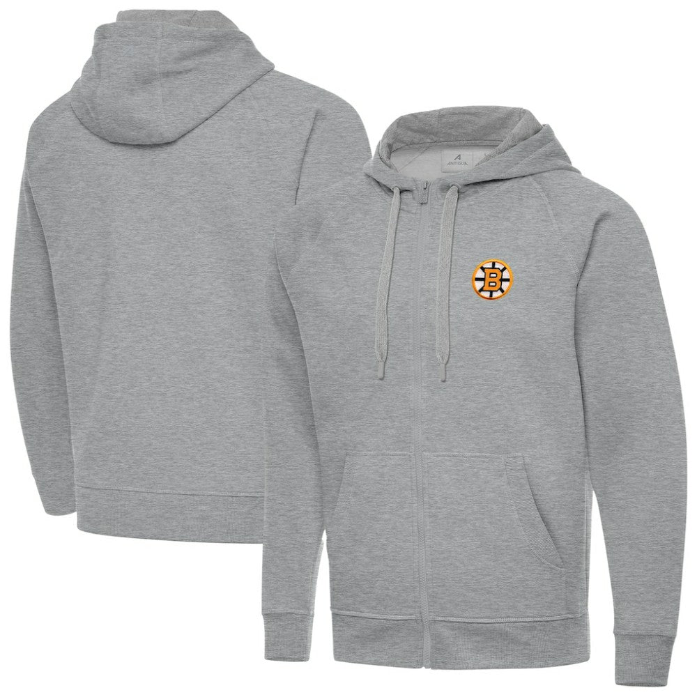 Boston Bruins Antigua Victory Full-Zip Hoodie - Heather Gray Hoodies