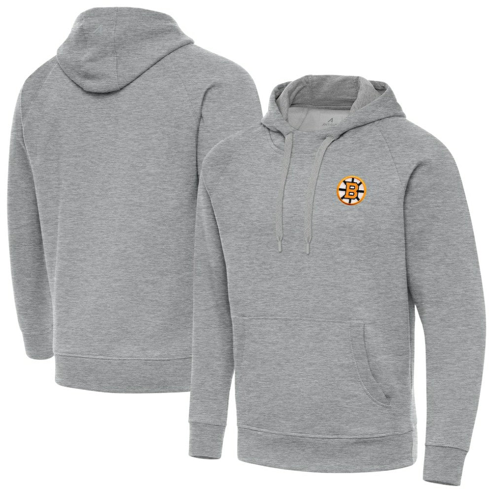 Boston Bruins Antigua Victory Pullover Hoodie - Heather Gray Hoodies