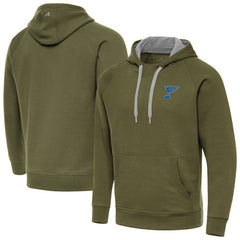 St. Louis Blues Antigua Victory Pullover Hoodie - Olive Hoodies