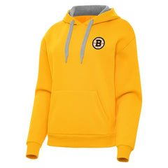 Boston Bruins Antigua Women's Victory Pullover Hoodie - Gold Hoodies