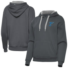 St. Louis Blues Antigua Women's Victory Pullover Hoodie - Charcoal Hoodies