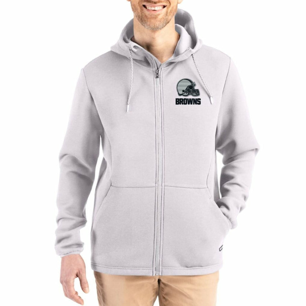 Cleveland Browns Cutter & Buck Roam Epic Comfort Recycled Full-Zip Hoodie Jacket - Gray online