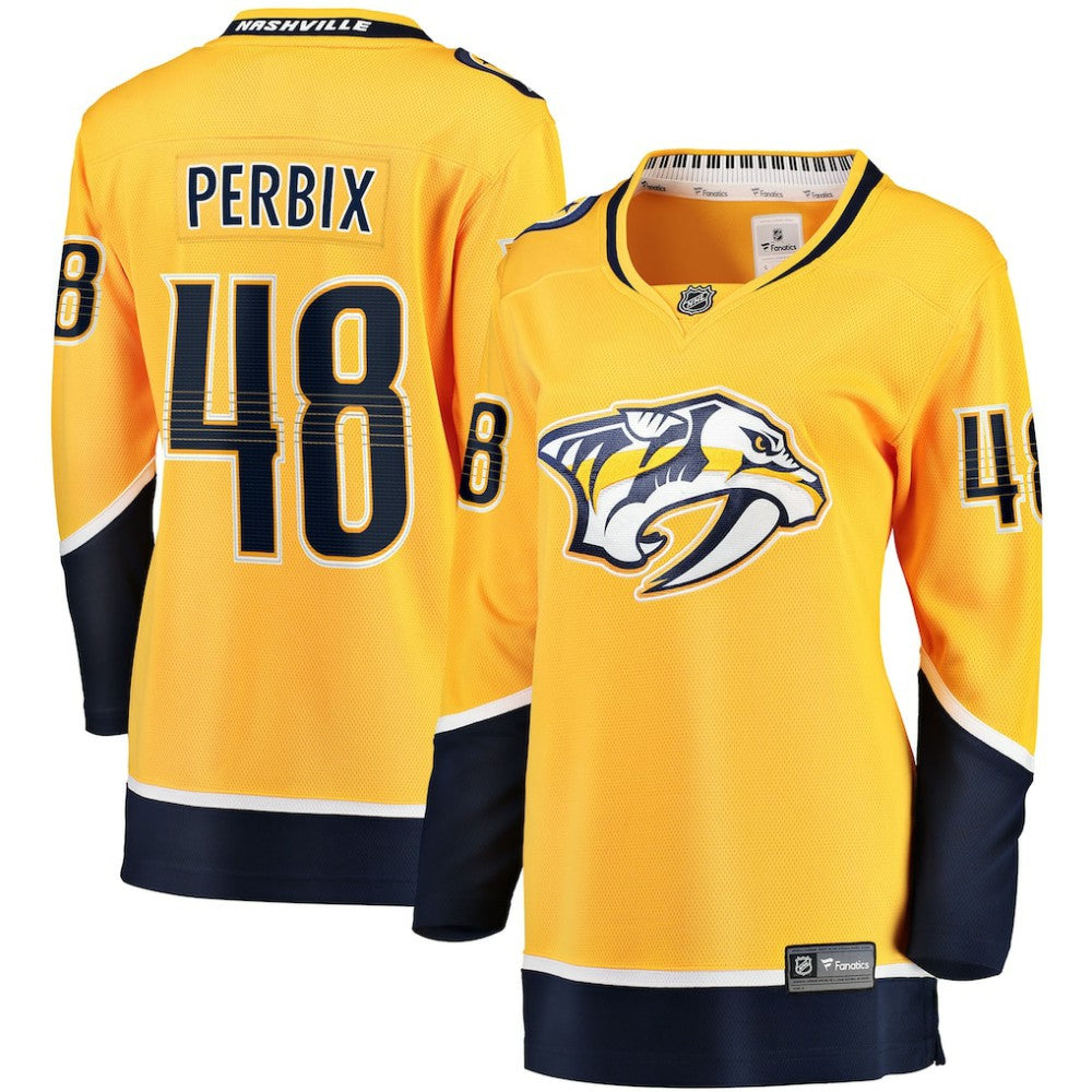 Nick Perbix Nashville Predators Fanatics Women's Home Breakaway Jersey - Gold Jerseys