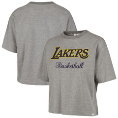 Los Angeles Lakers '47 Women's Pivot Drop Needle Cropped T-Shirt - Gray discount
