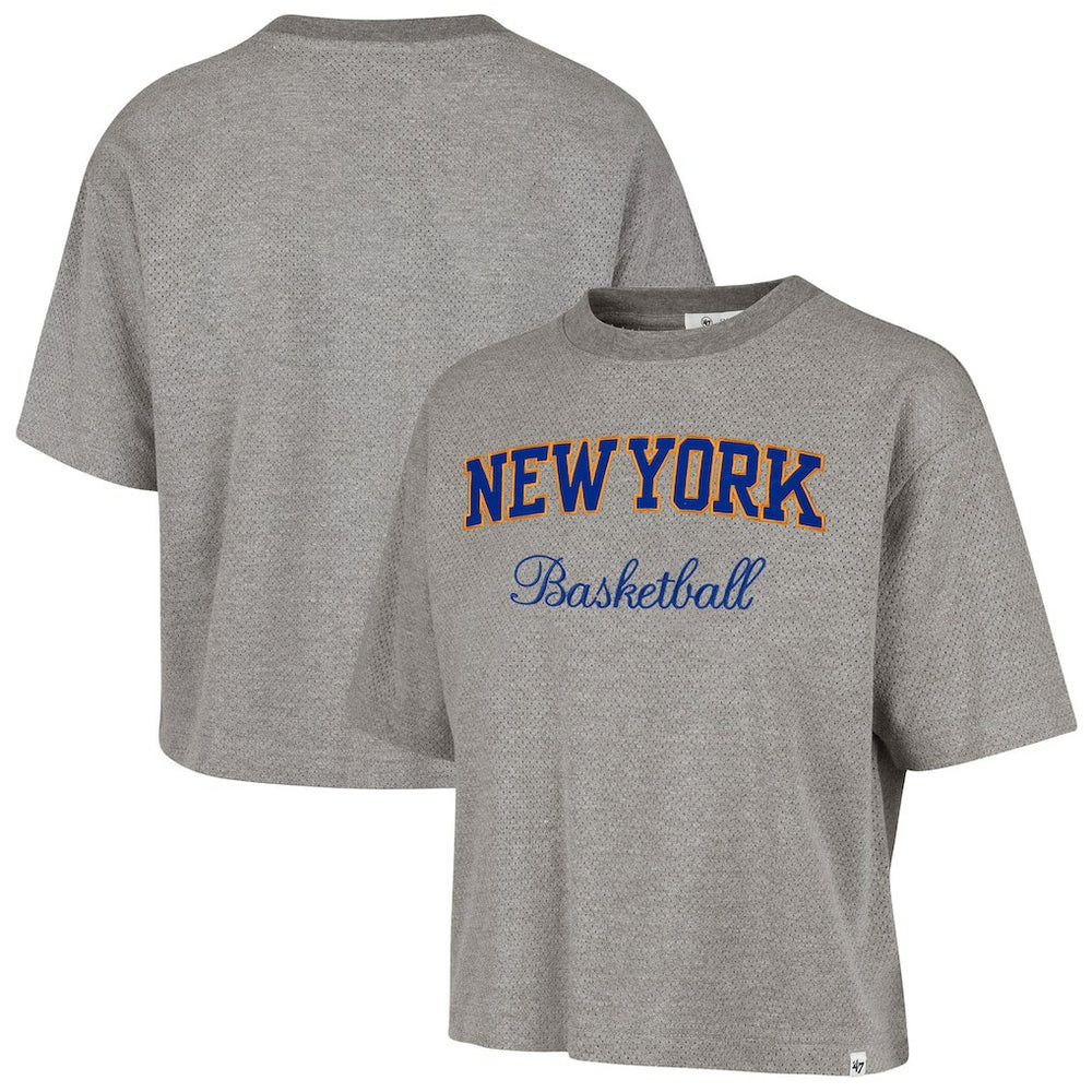 New York Knicks '47 Women's Pivot Drop Needle Cropped T-Shirt - Gray cheap